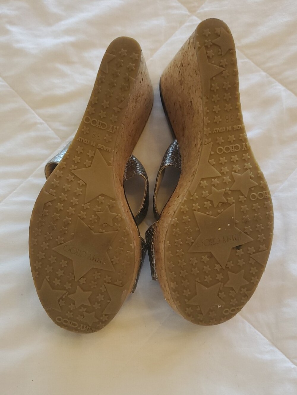 Jimmy Choo Silver Textured Leather Slide Mules - Picture 3 of 3